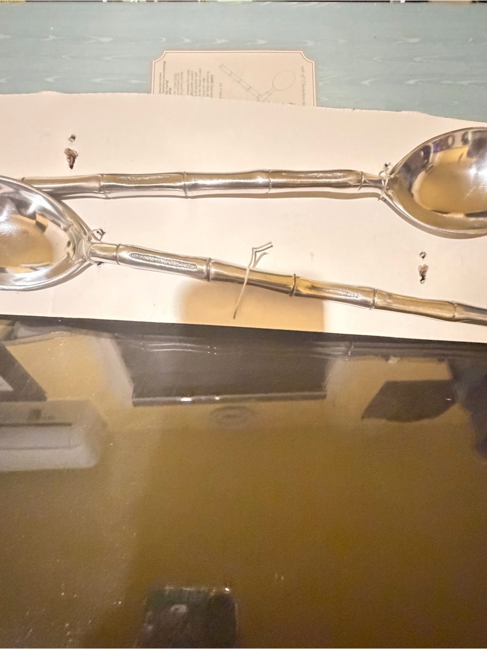 Silver Bamboo-Style Serving Spoons - Set of 2